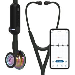 3M™ Littmann® CORE Digital Stethoscope, 8570, High Polish Rainbow Chestpiece, Black Tube, Stem and Headset, 27 inch